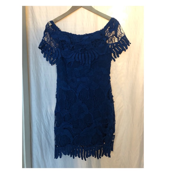 Blue off the shoulders dress - Picture 1 of 2